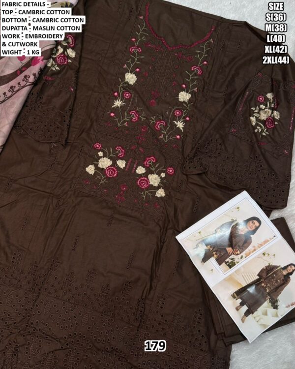 Premium Pakistani Style Cambric Cotton Suits With Multi Embroidered Cutwork