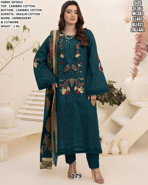Premium Pakistani Style Cambric Cotton Suits With Multi Embroidered Cutwork