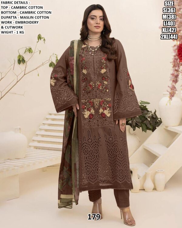 Premium Pakistani Style Cambric Cotton Suits With Multi Embroidered Cutwork