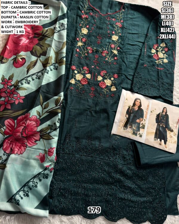 Premium Pakistani Style Cambric Cotton Suits With Multi Embroidered Cutwork