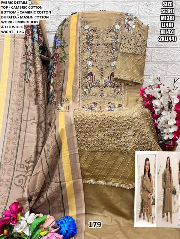 Premium Pakistani Style Cambric Cotton Suits With Multi Embroidered Cutwork