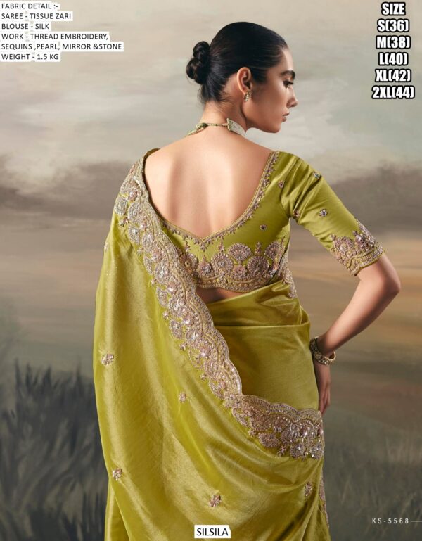 Adorn Yourself With Regal Charm With This Tissue Zari Wedding Designer Sarees