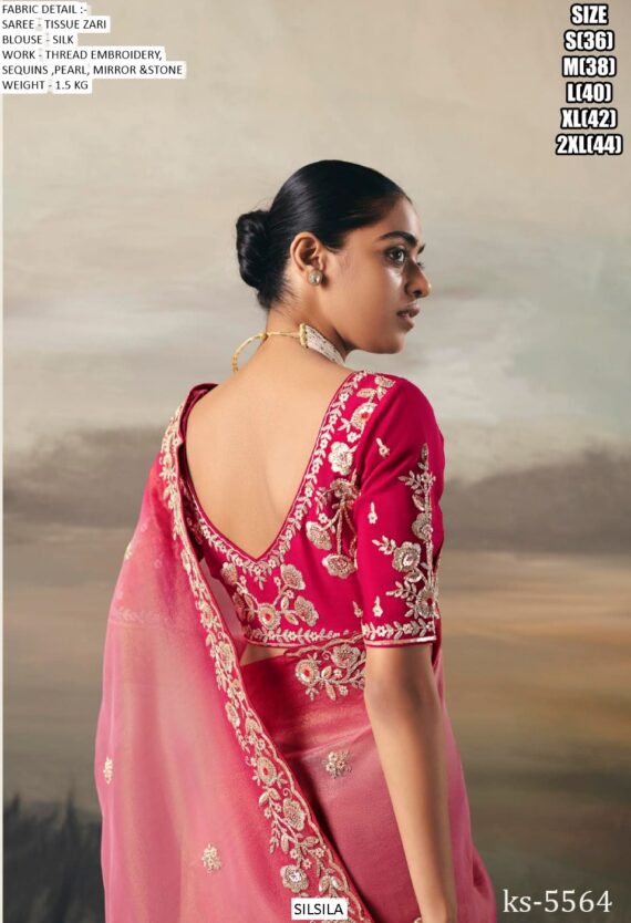 Adorn Yourself With Regal Charm With This Tissue Zari Wedding Designer Sarees