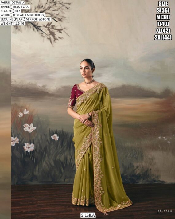 Adorn Yourself With Regal Charm With This Tissue Zari Wedding Designer Sarees