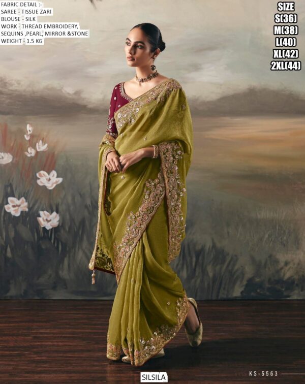 Adorn Yourself With Regal Charm With This Tissue Zari Wedding Designer Sarees