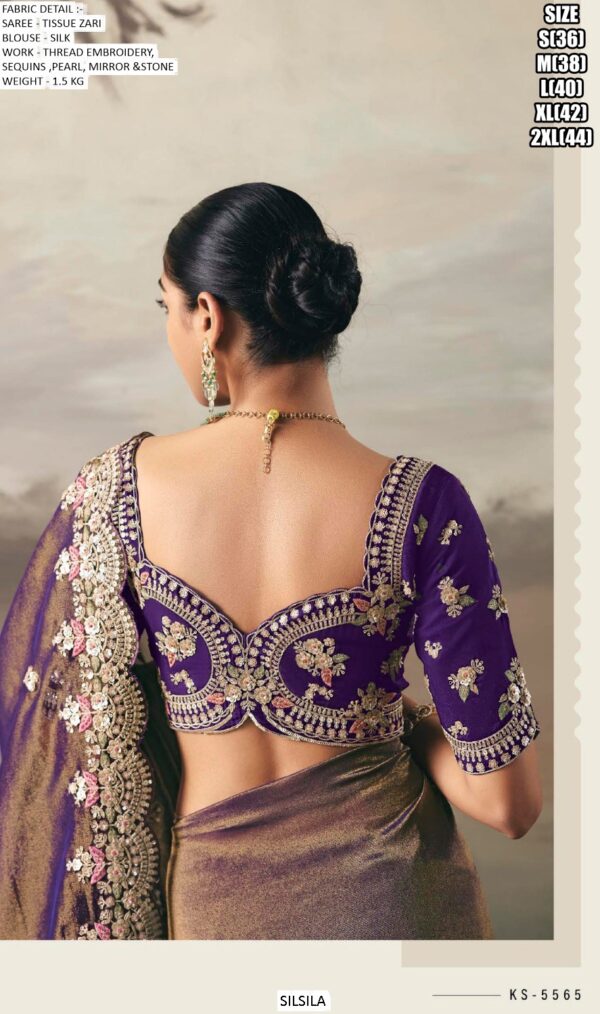 Adorn Yourself With Regal Charm With This Tissue Zari Wedding Designer Sarees