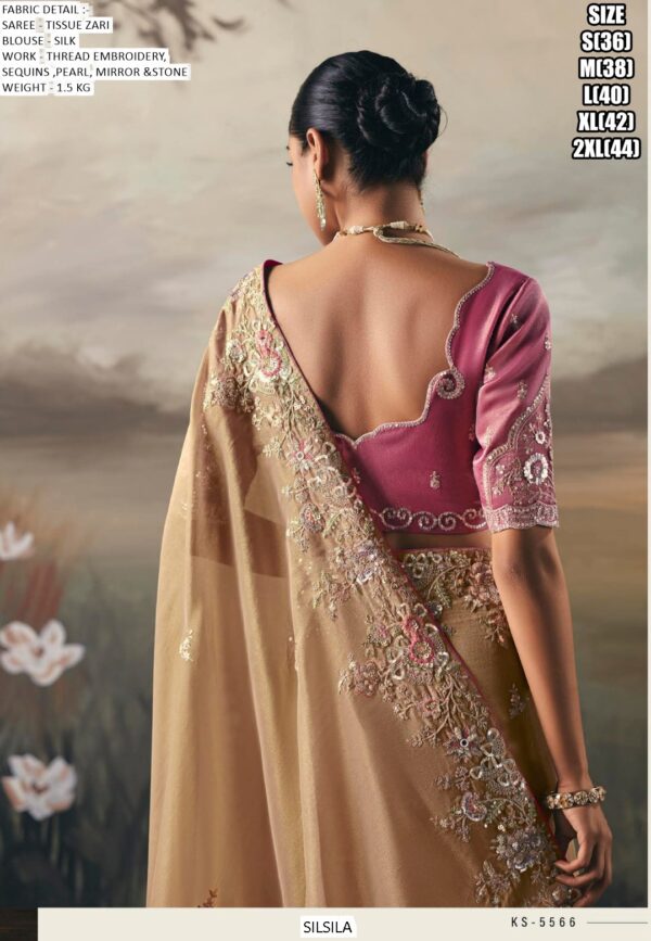 Adorn Yourself With Regal Charm With This Tissue Zari Wedding Designer Sarees