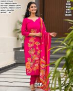 Women's French Crepe Printed Straight Cut Readymade Kurti Sets With Dupatta