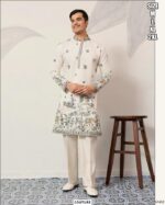 Premium Viscose Silk Party Wear Only Kurta With Thread And Sequence Embroidered For Men