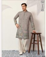 Premium Viscose Silk Party Wear Only Kurta With Thread And Sequence Embroidered For Men