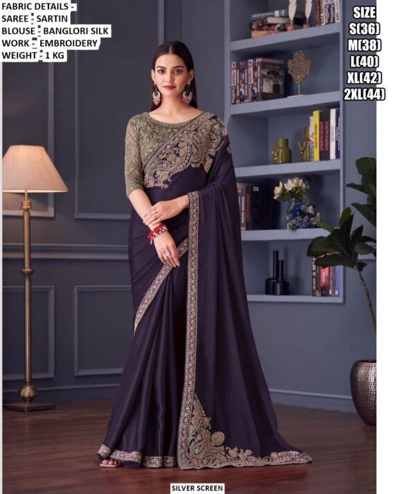 Shop Shimmering Sartin Sarees For Your Party Look, Formal Meetings And Family Gatherings