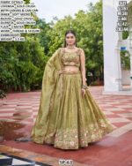 Beautiful Wedding Special Gold Crush Lehenga Choli Set In Pista And Light Pink Colour!