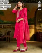 Buy Yoke Design Silk Blend Readymade Straight Kurti Sets With Organza Dupatta