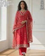 Traditional Function Wear Shimmer Organza Embroidered Salwar Suit Collection 2026