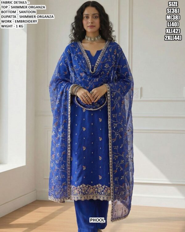 Traditional Function Wear Shimmer Organza Embroidered Salwar Suit Collection 2026