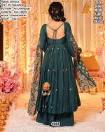 Rama Blue Colour Ready To Wear PV Chanderi Embroidered Three-Piece Anarkali Suit