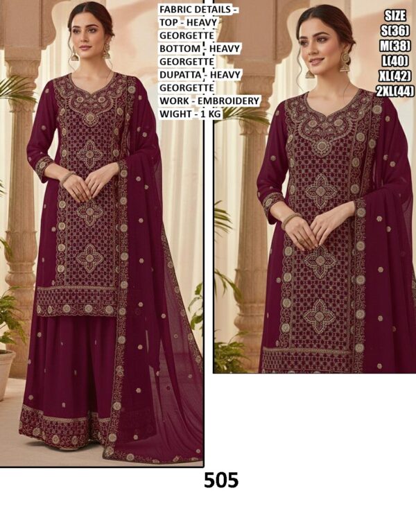Wedding Wear Heavy Georgette Embroidered Straight Cut Pakistani Suits For Women