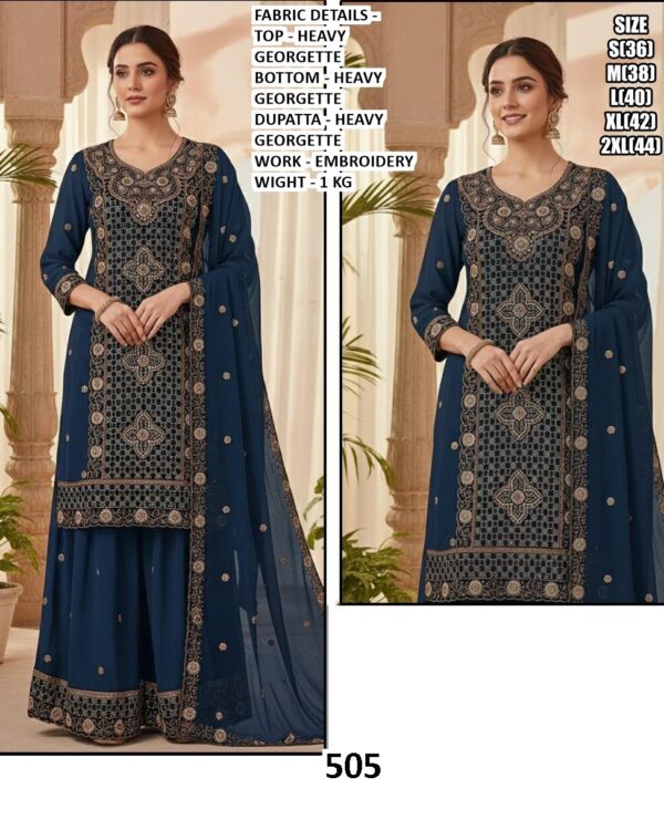 Wedding Wear Heavy Georgette Embroidered Straight Cut Pakistani Suits For Women