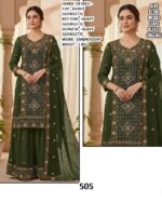Wedding Wear Heavy Georgette Embroidered Straight Cut Pakistani Suits For Women