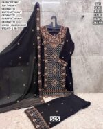 Wedding Wear Heavy Georgette Embroidered Straight Cut Pakistani Suits For Women