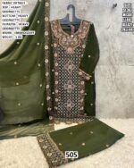 Wedding Wear Heavy Georgette Embroidered Straight Cut Pakistani Suits For Women