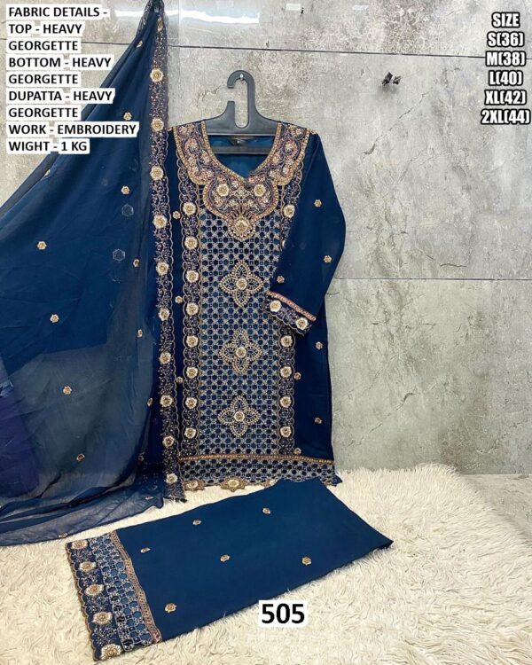 Wedding Wear Heavy Georgette Embroidered Straight Cut Pakistani Suits For Women