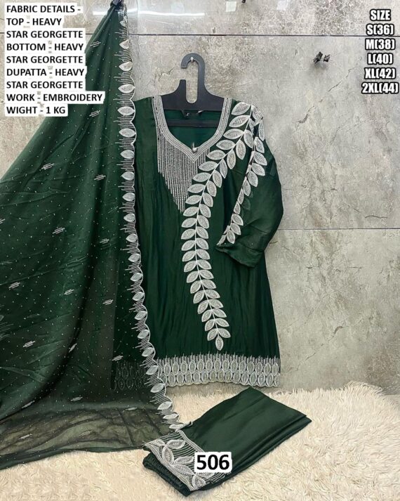 Festive Ready Looks With Our Heavy Star Georgette Stunning Embroidery Designer Kurti Sets