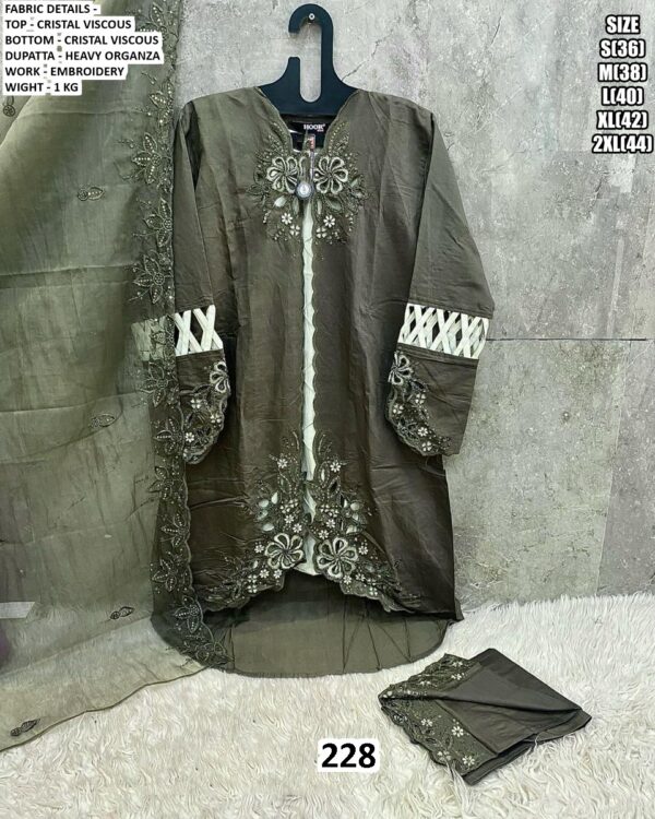 Elegant Pakistani Style Crystal Viscose Embroidered Traditional Wear Salwar Suit Sets