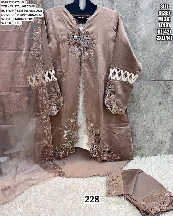 Elegant Pakistani Style Crystal Viscose Embroidered Traditional Wear Salwar Suit Sets