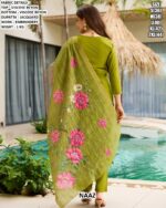 Neon Green Colour Viscose Rayon Festive Wear Kurta Set With Flower Printed Dupatta