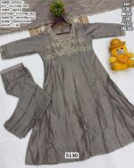 Presenting The Party Wear Vichitra Silk Anarkali Salwar Suits With Embroidery Work On Neck