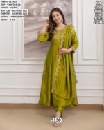 Presenting The Party Wear Vichitra Silk Anarkali Salwar Suits With Embroidery Work On Neck