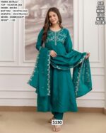 Presenting The Party Wear Vichitra Silk Anarkali Salwar Suits With Embroidery Work On Neck