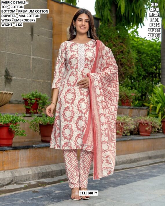 Casual Outings Or Office Wear Simple And Comfortable Cotton Kurti Pant Sets - Fully Stitched