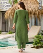 Mehandi Green Rayon Designer Three-Piece Ready To Wear Kurti Set