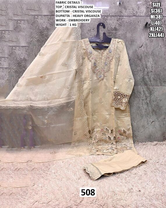 Readymade Cristal Viscose Three-Piece Salwar Suits With Heavy Organza Dupatta
