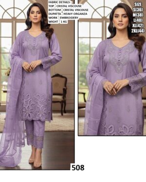 Readymade Cristal Viscose Three-Piece Salwar Suits With Heavy Organza Dupatta