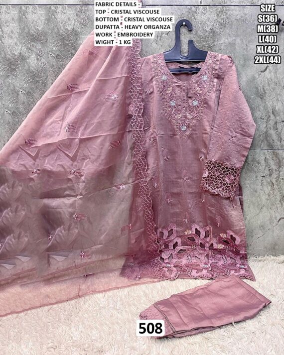 Readymade Cristal Viscose Three-Piece Salwar Suits With Heavy Organza Dupatta