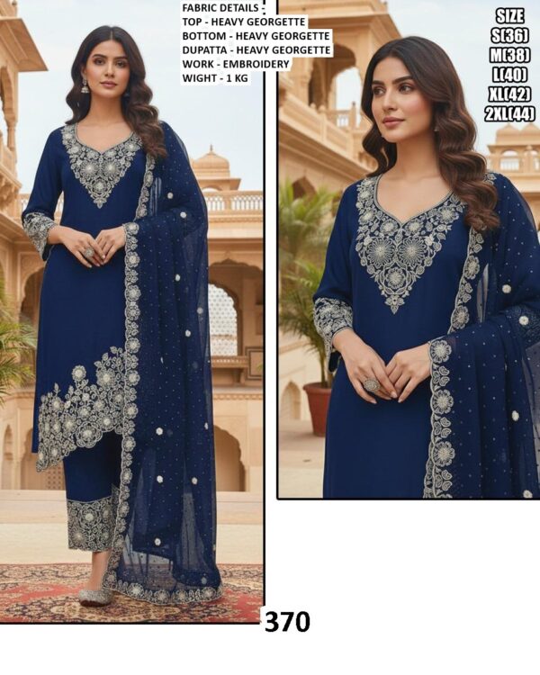 Georgette Luxurious Embroidered Pakistani Kurti Sets (Three-Piece Readymade Sets)