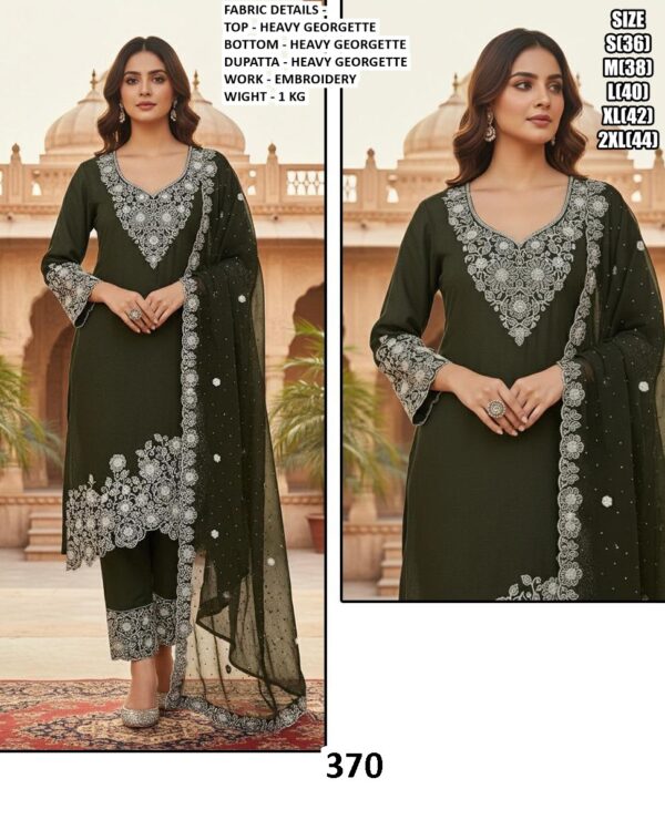 Georgette Luxurious Embroidered Pakistani Kurti Sets (Three-Piece Readymade Sets)