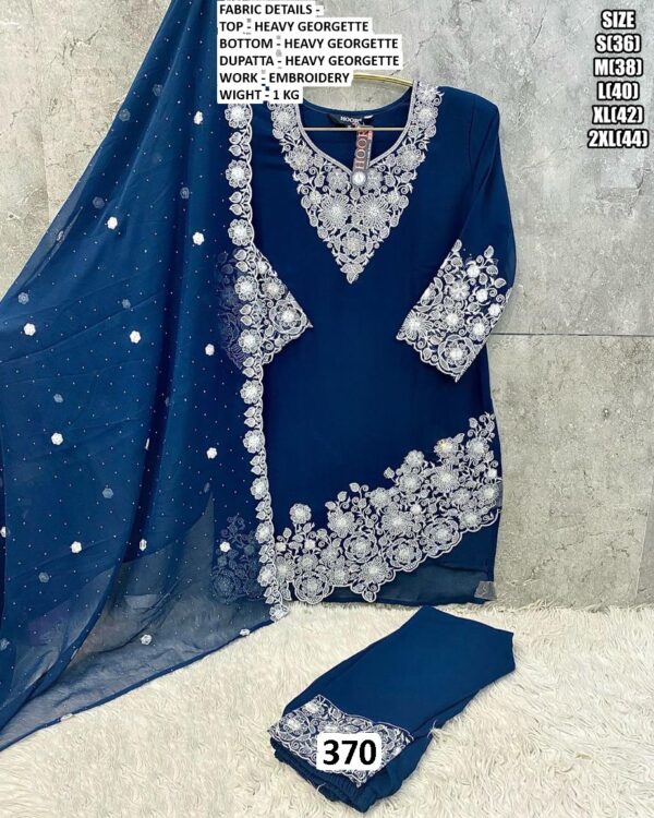 Georgette Luxurious Embroidered Pakistani Kurti Sets (Three-Piece Readymade Sets)