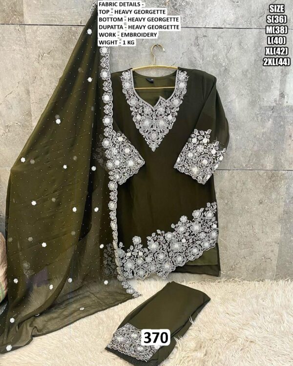 Georgette Luxurious Embroidered Pakistani Kurti Sets (Three-Piece Readymade Sets)