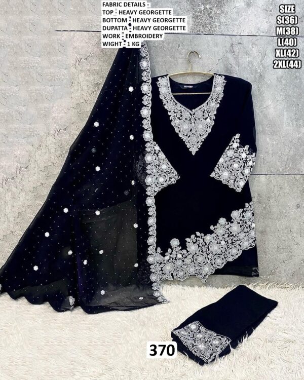 Georgette Luxurious Embroidered Pakistani Kurti Sets (Three-Piece Readymade Sets)