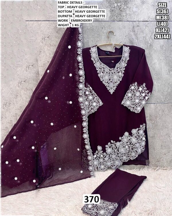 Georgette Luxurious Embroidered Pakistani Kurti Sets (Three-Piece Readymade Sets)