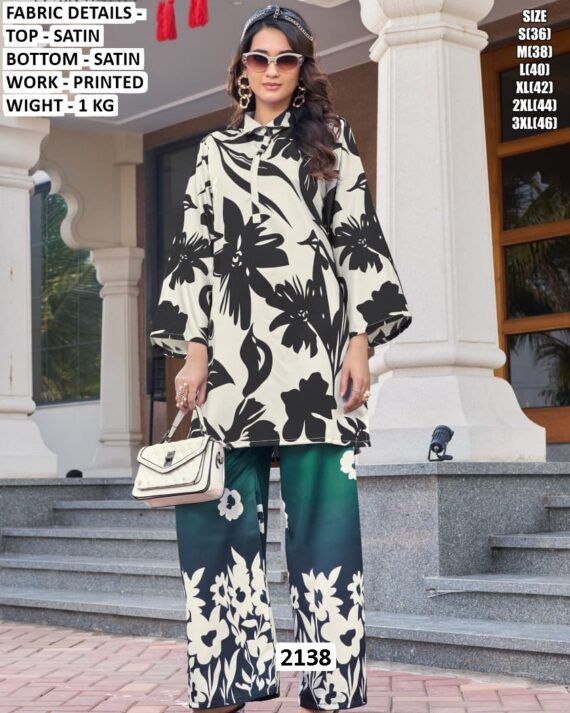 New Drop! Digital Printed Casual Wear Co-ord Set Made In Pure Satin Fabric