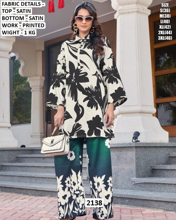 New Drop! Digital Printed Casual Wear Co-ord Set Made In Pure Satin Fabric