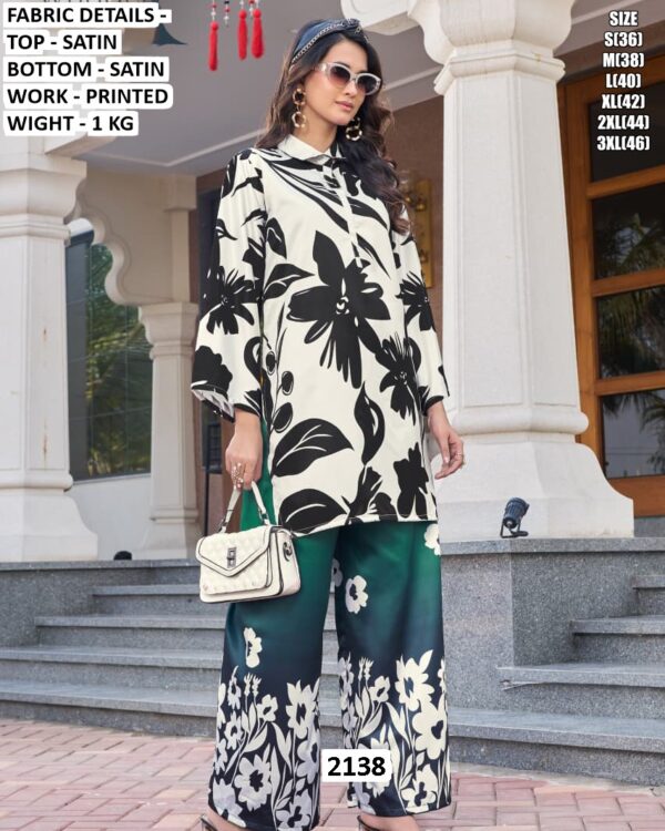 New Drop! Digital Printed Casual Wear Co-ord Set Made In Pure Satin Fabric