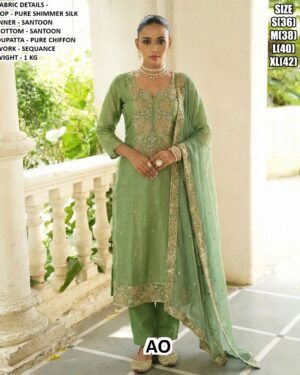 Shine Like Never Before! A Pure Shimmer Silk Suits Beautifully Crafted With Sequence Embroidery Work