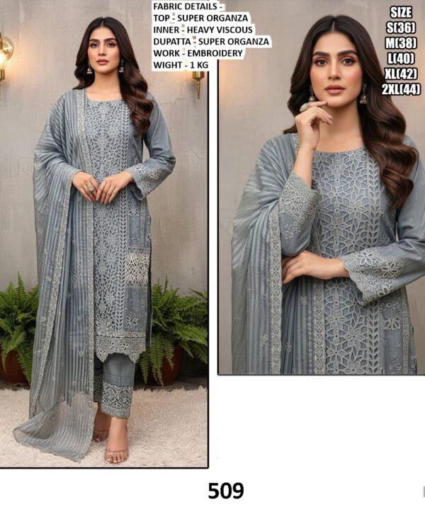 Intricate Embroidered Festive Pakistani Ready To Wear Kurti Sets In Super Organza