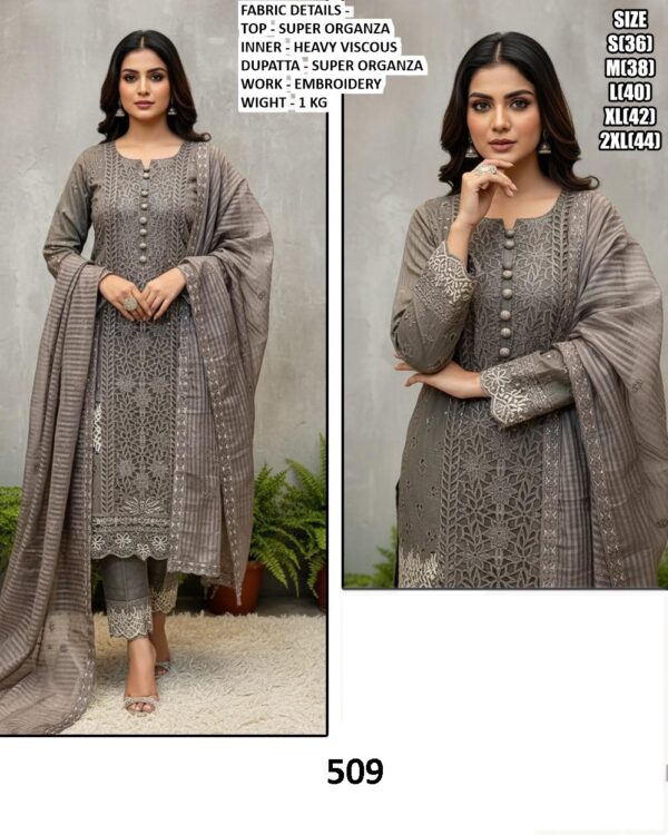 Intricate Embroidered Festive Pakistani Ready To Wear Kurti Sets In Super Organza